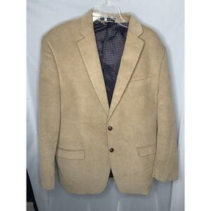 Men's Chaps Ralph Lauren Corduroy Suit Jacket Blazer 44L  Elbow Patch Tan Preppy